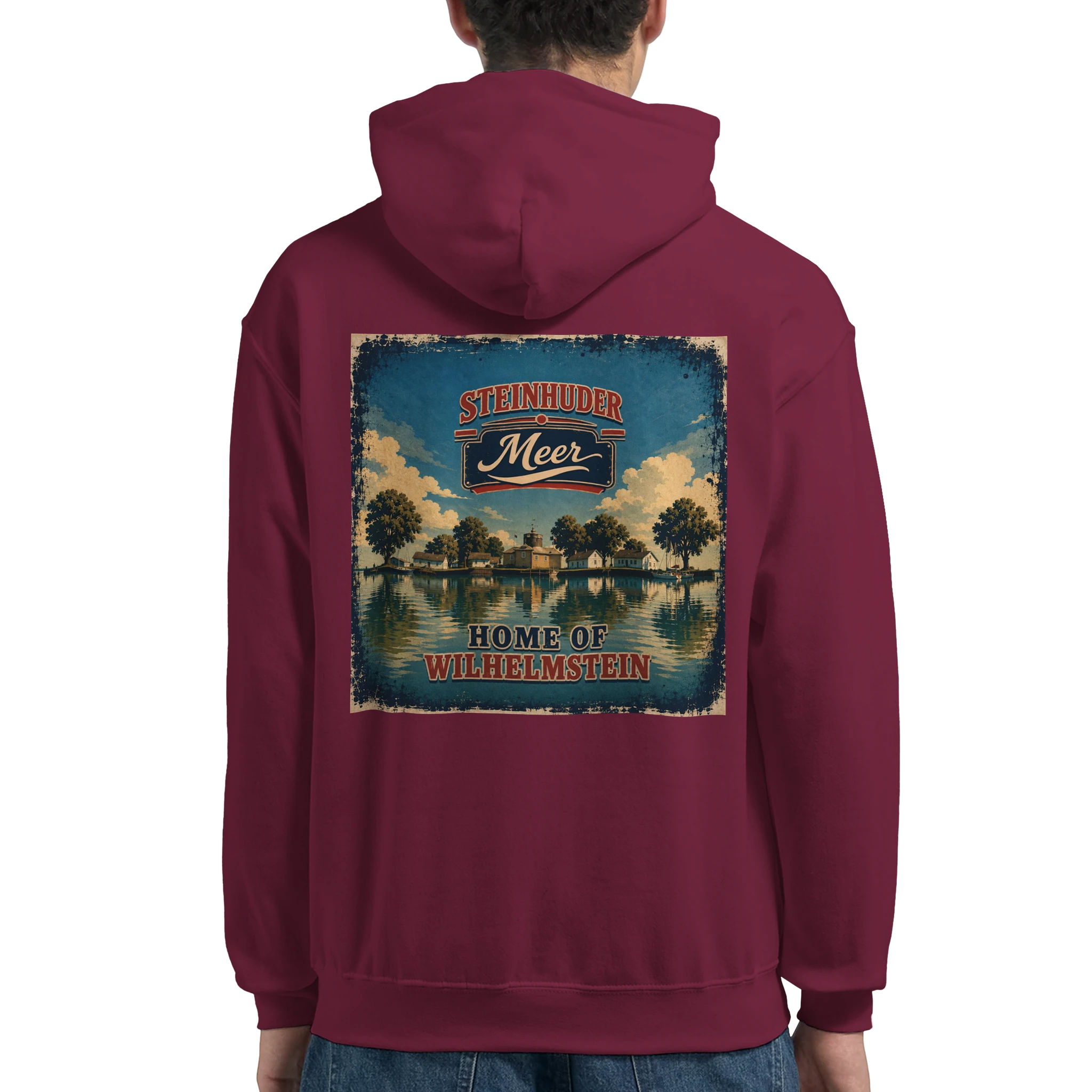 Hoodie in Aschgrau mit Motiv „Insel Wilhelmstein“