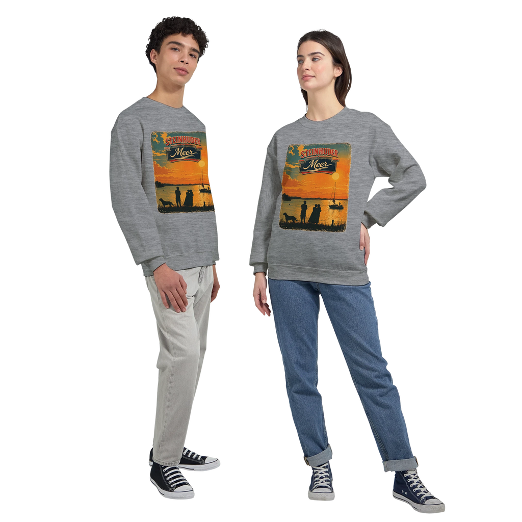 Pullover in Sand mit Motiv „Familie beim Sunset“