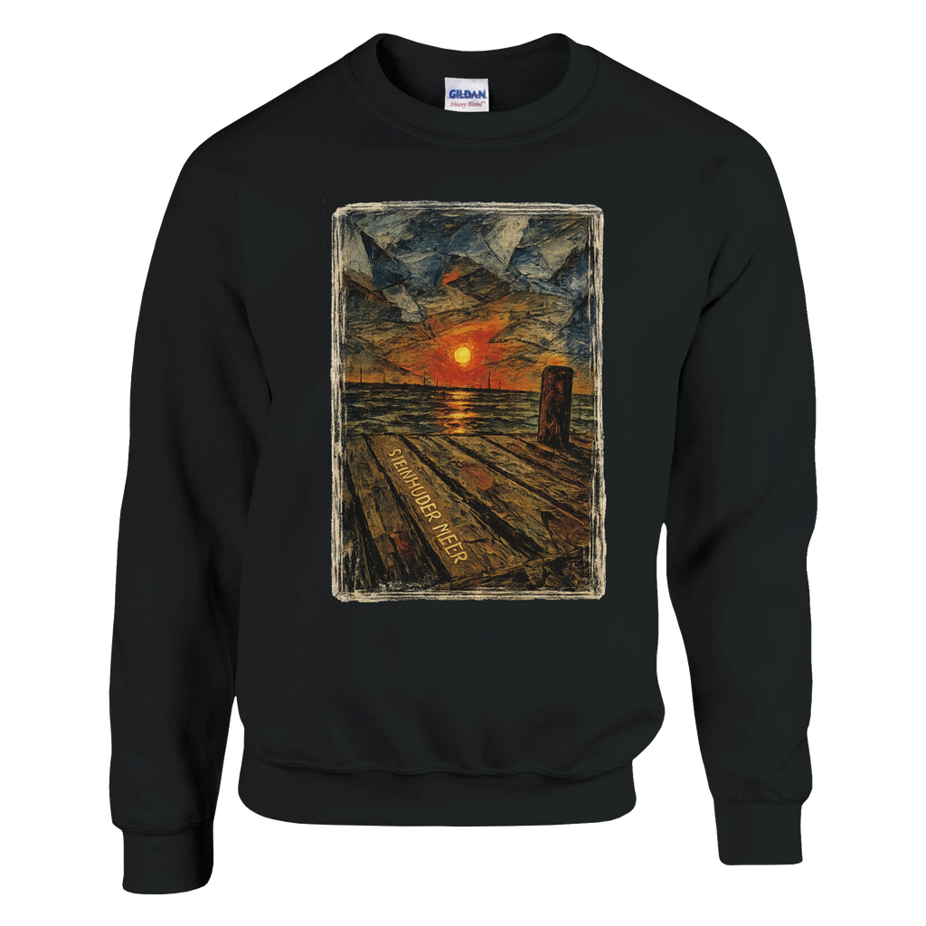 Pullover in Aschgrau mit Motiv „Steinhuder Meer Kunst“