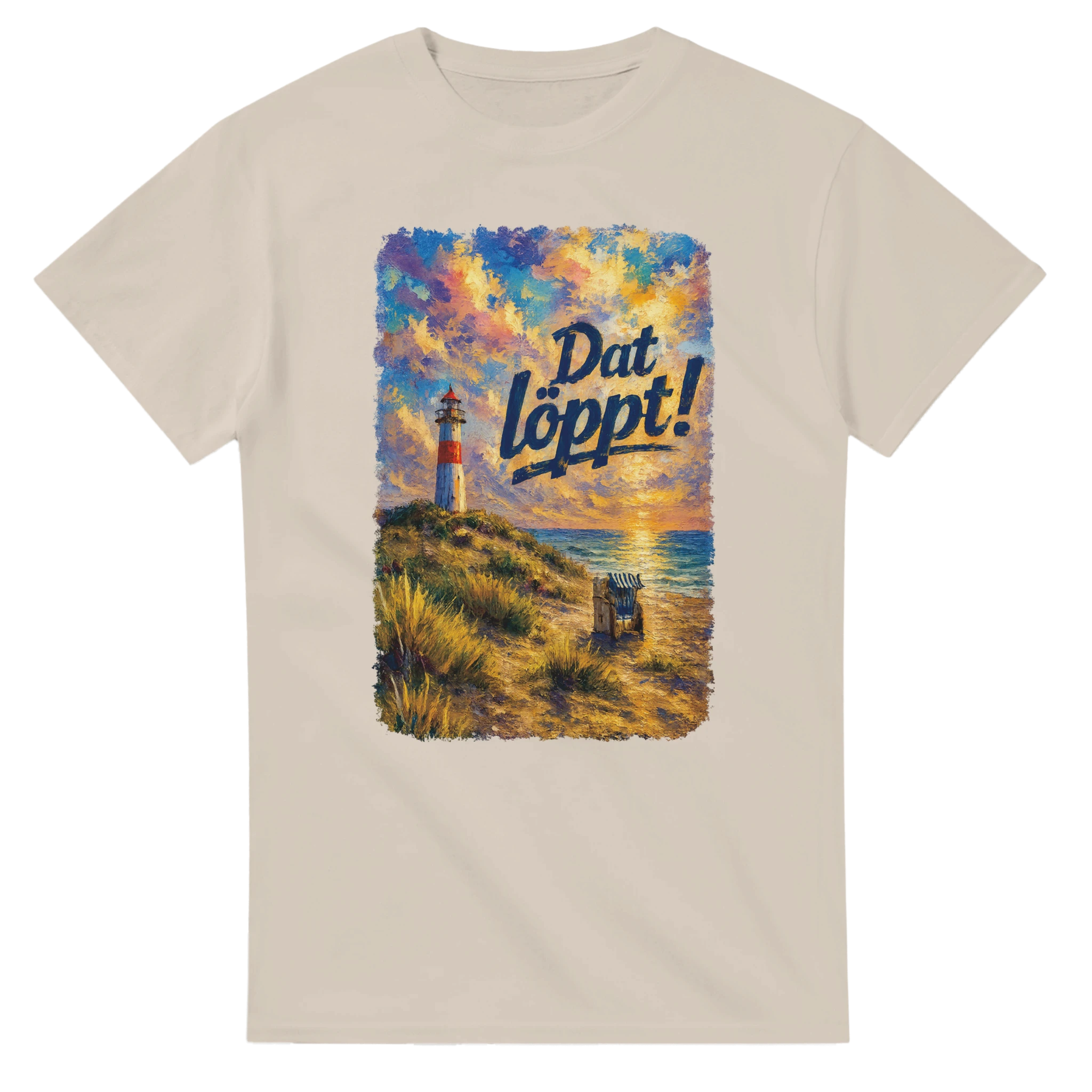 T-Shirt in Weiß mit Motiv „Dat löppt! Typisch Norddeutsch“