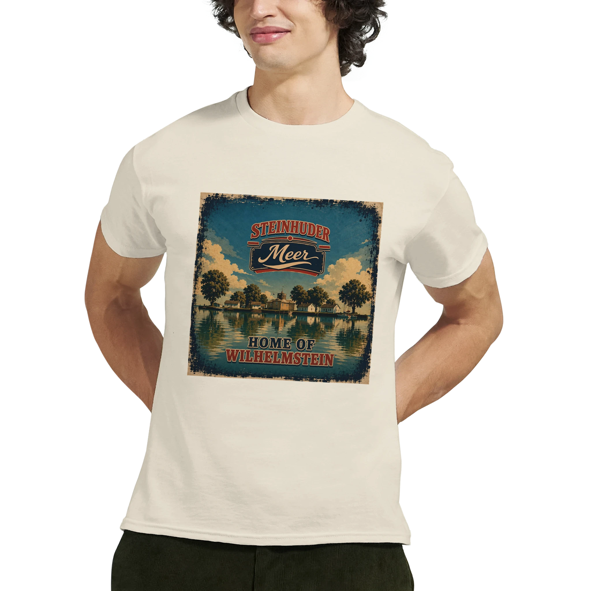T-Shirt in Natur mit Motiv „Insel Wilhelmstein“