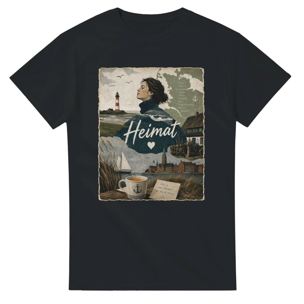 T-Shirt in Natur mit Motiv „Heimat mit Herz“