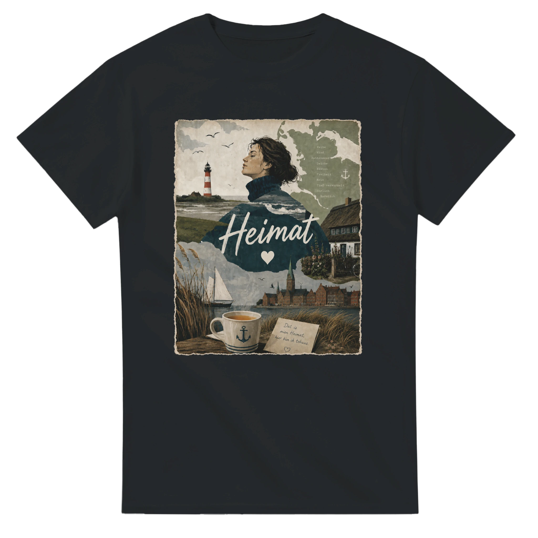 T-Shirt in Natur mit Motiv „Heimat mit Herz“