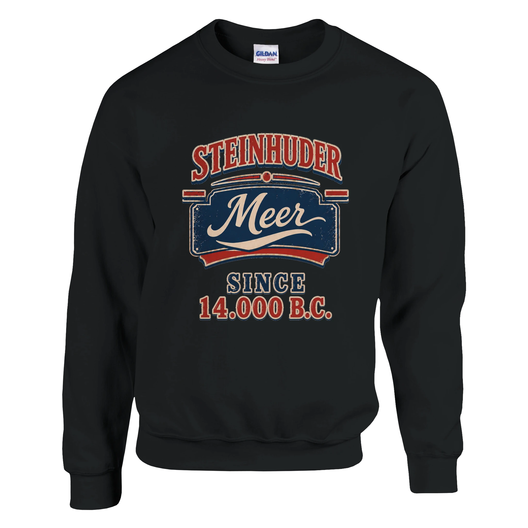 Pullover in Aschgrau mit Motiv „Since 14.000 B.C.“