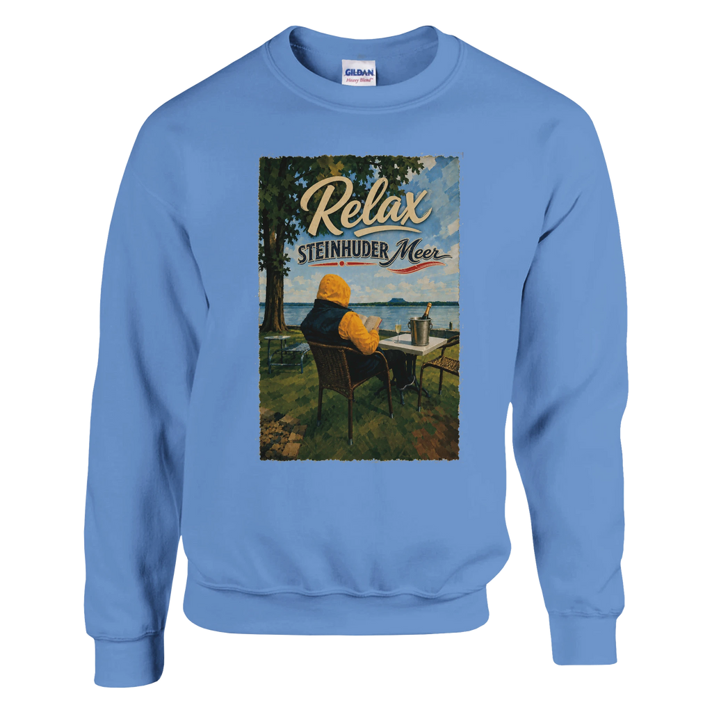 Pullover in Weiß mit Motiv „Relax und Champagner“