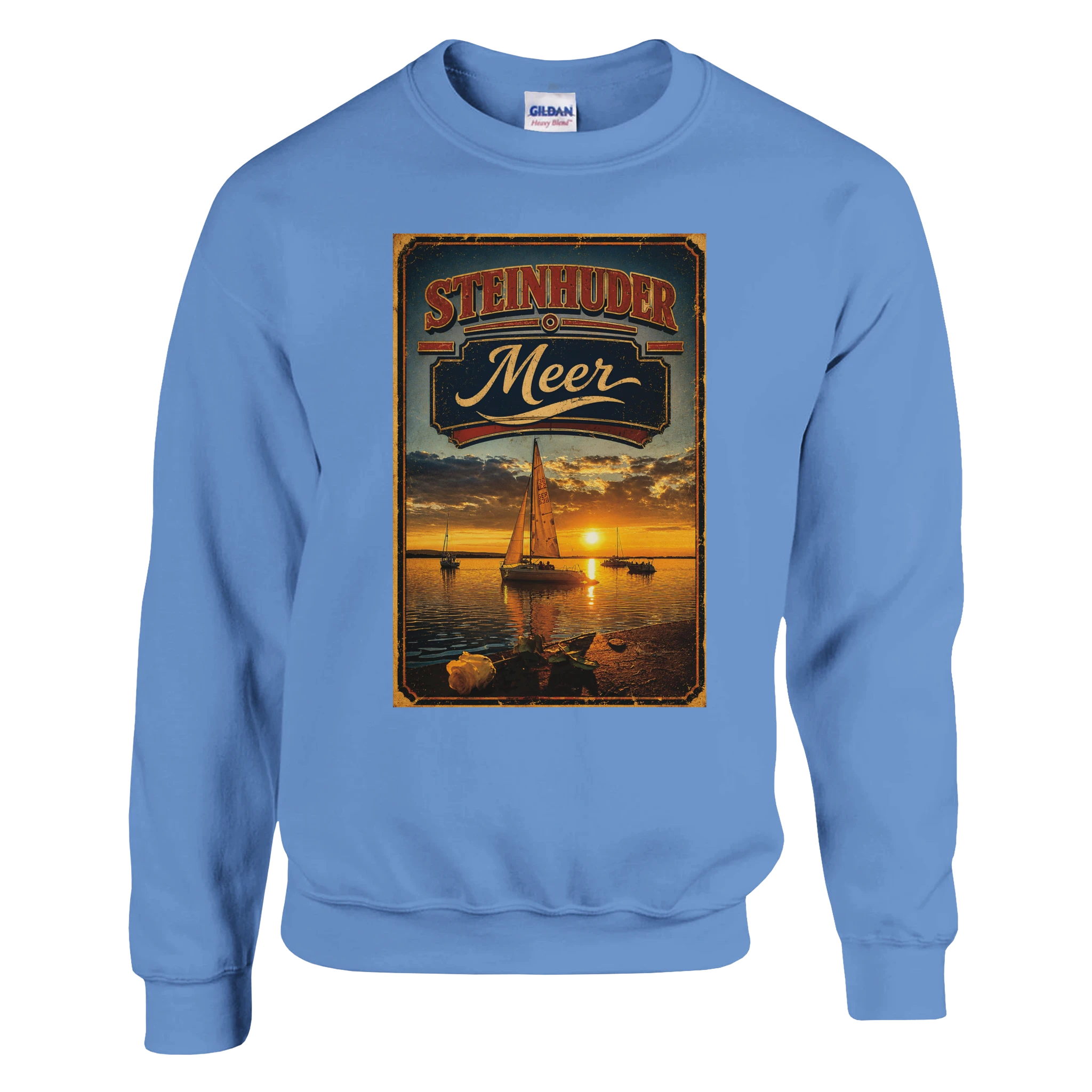 Pullover in Aschgrau mit Motiv „White Night am Wilhelmstein mit Sunset“