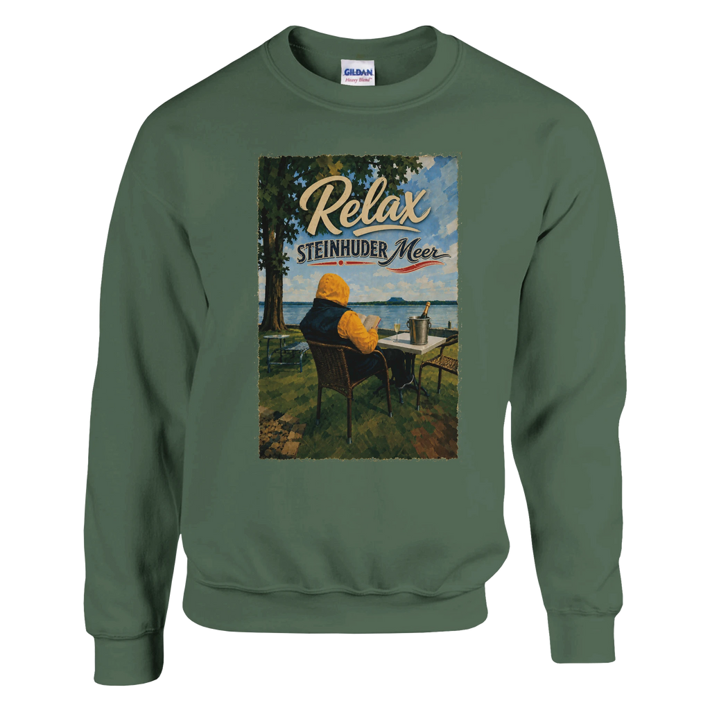 Pullover in Weiß mit Motiv „Relax und Champagner“