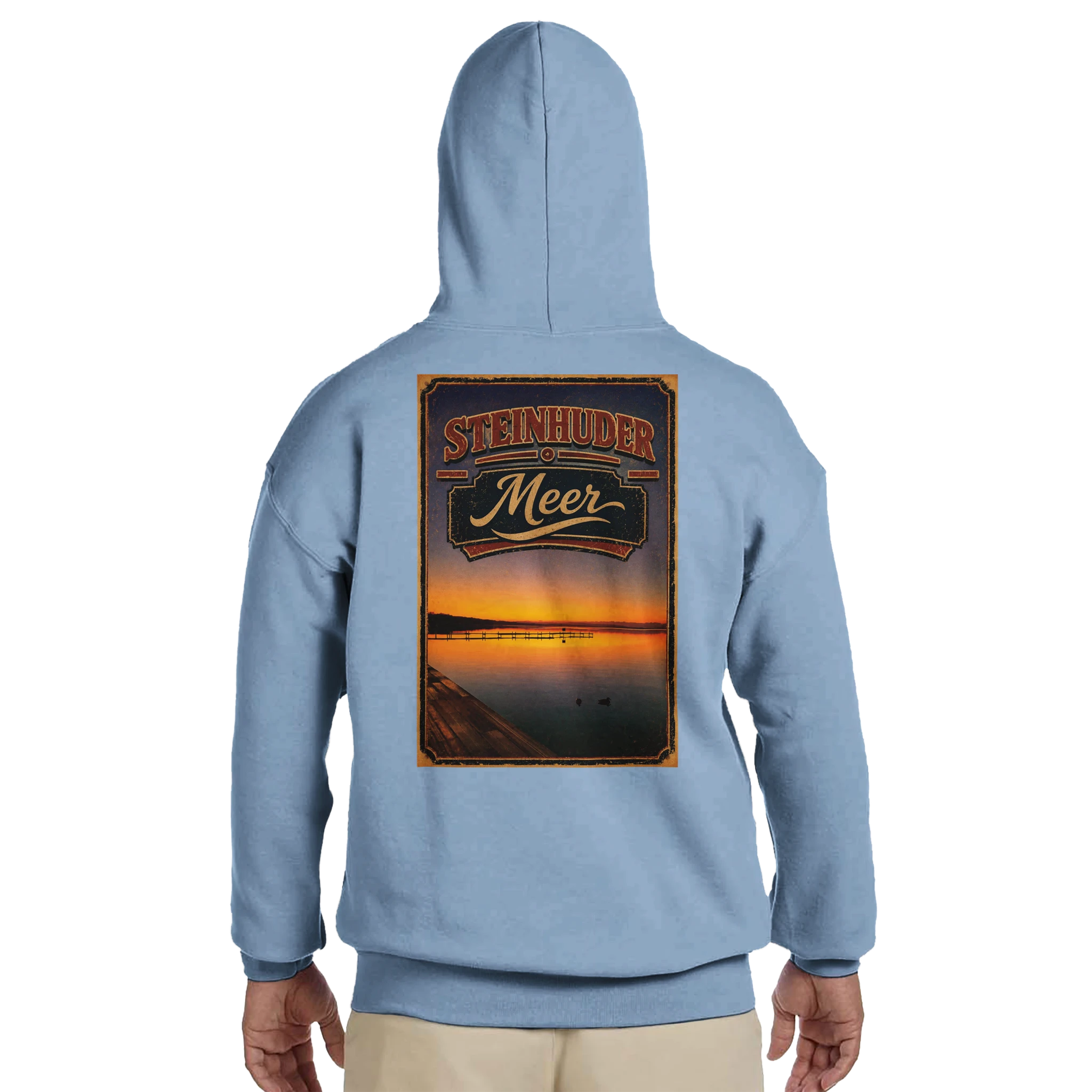 Hoodie in Aschgrau mit Motiv „Steg an der Planke“