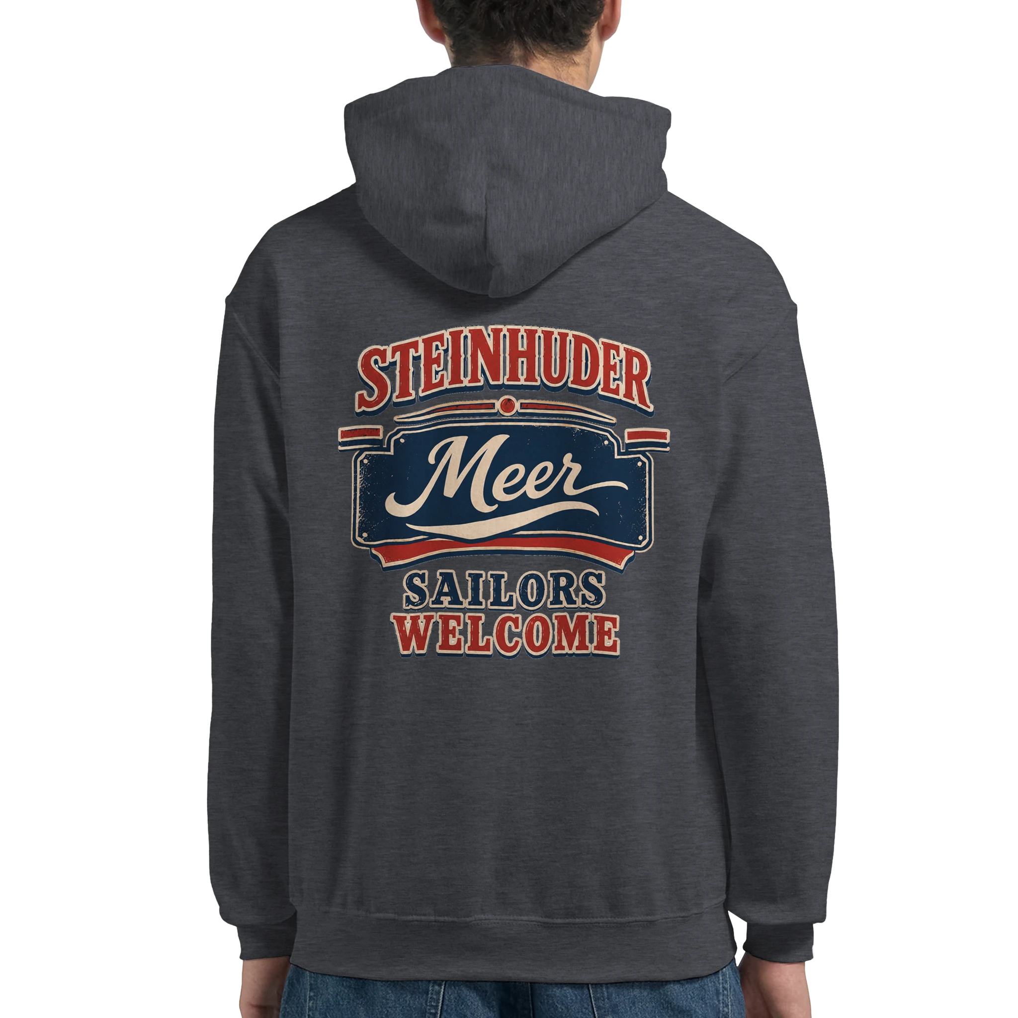 Hoodie in Weiß mit Motiv „Sailors Welcome“