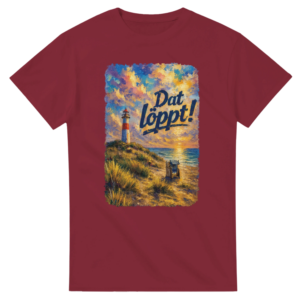 T-Shirt in Weiß mit Motiv „Dat löppt! Typisch Norddeutsch“