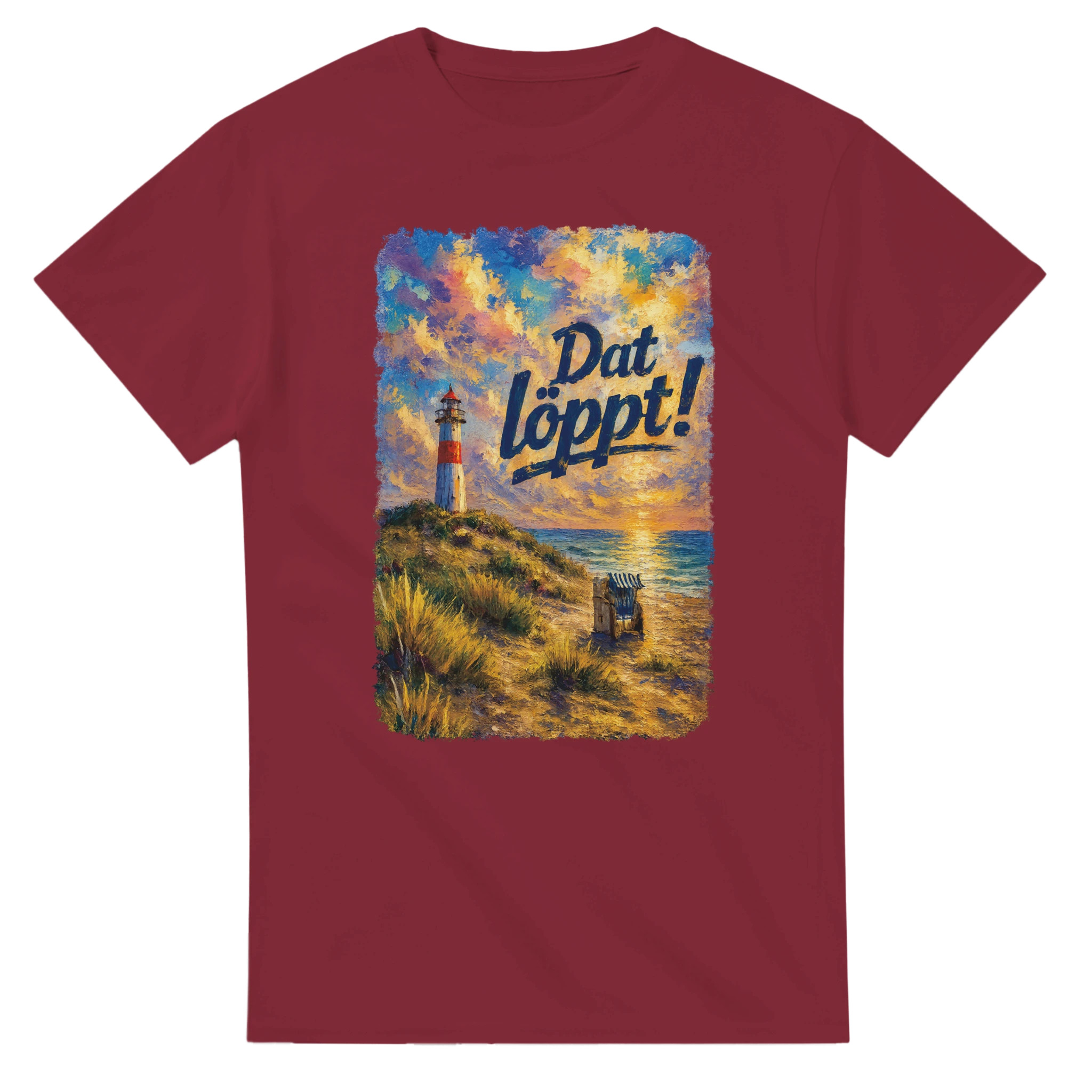 T-Shirt in Weiß mit Motiv „Dat löppt! Typisch Norddeutsch“