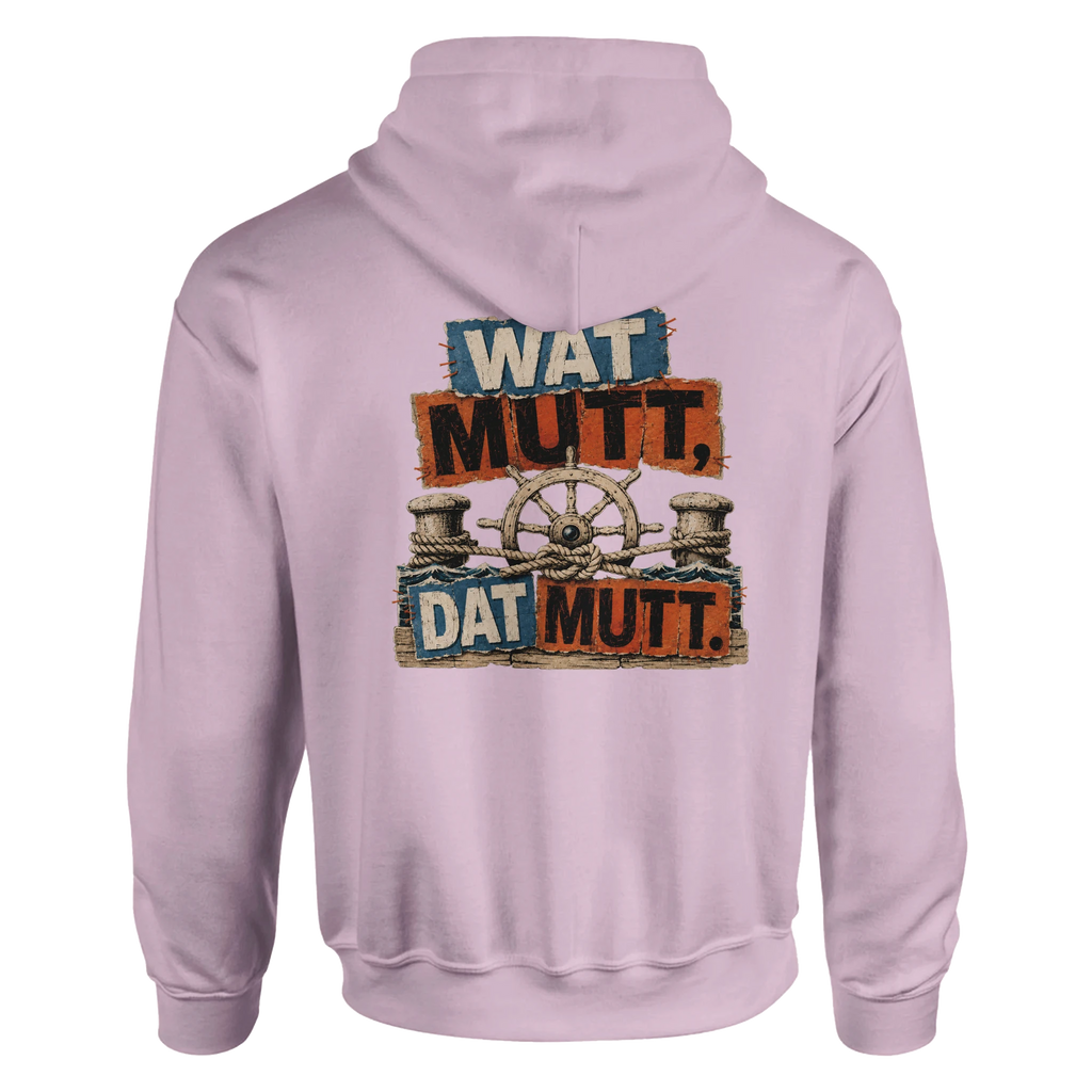 Hoodie in Weiß mit Motiv „Wat Mutt, Dat Mutt.“