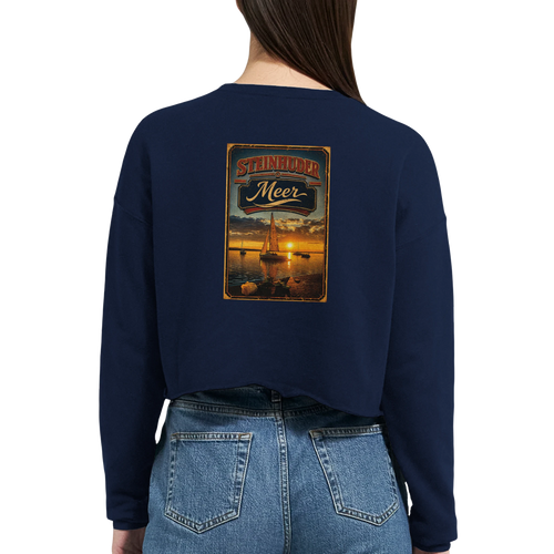 Damen-Pullover in Staubblau mit Motiv „White Night am Wilhelmstein mit Sonnenuntergang“
