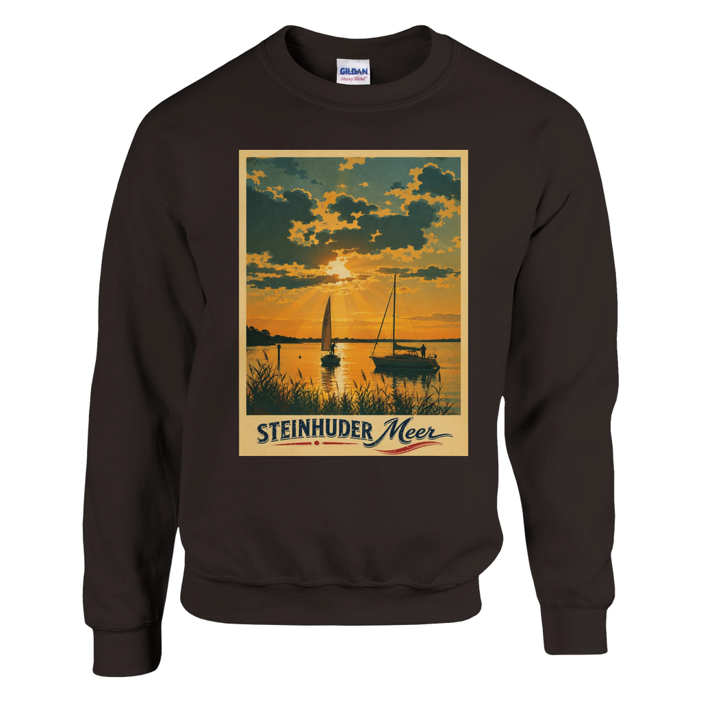 Pullover in Weiß mit Motiv „Segler am Steinhuder Meer beim Sunset“