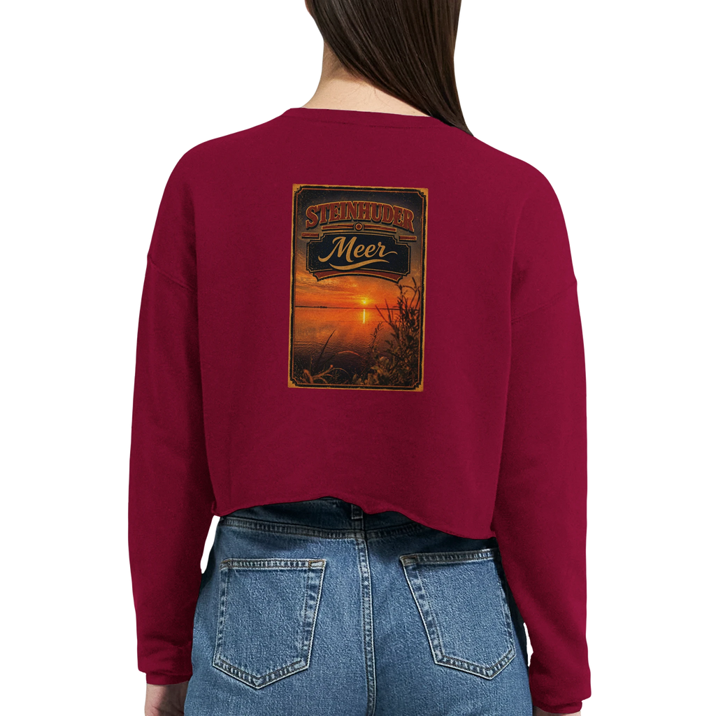 Damen-Pullover in Mauve mit Motiv „Sunset am Steinhuder Meer“