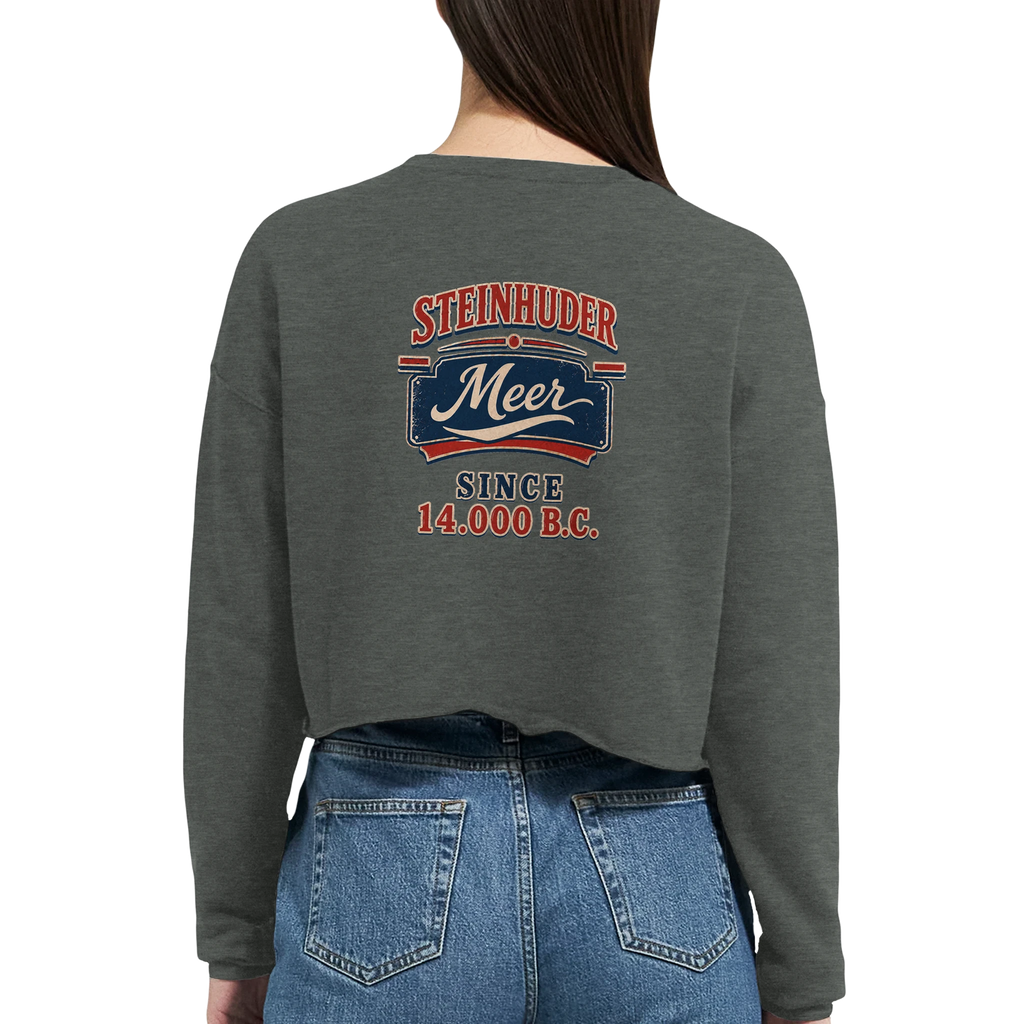 Damen-Pullover in Staubblau mit Motiv „Since 14.000 B.C.“