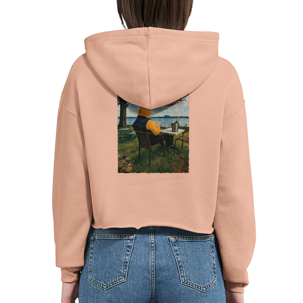 Damen-Hoodie in Weiß mit Motiv „Relax und Champagner“
