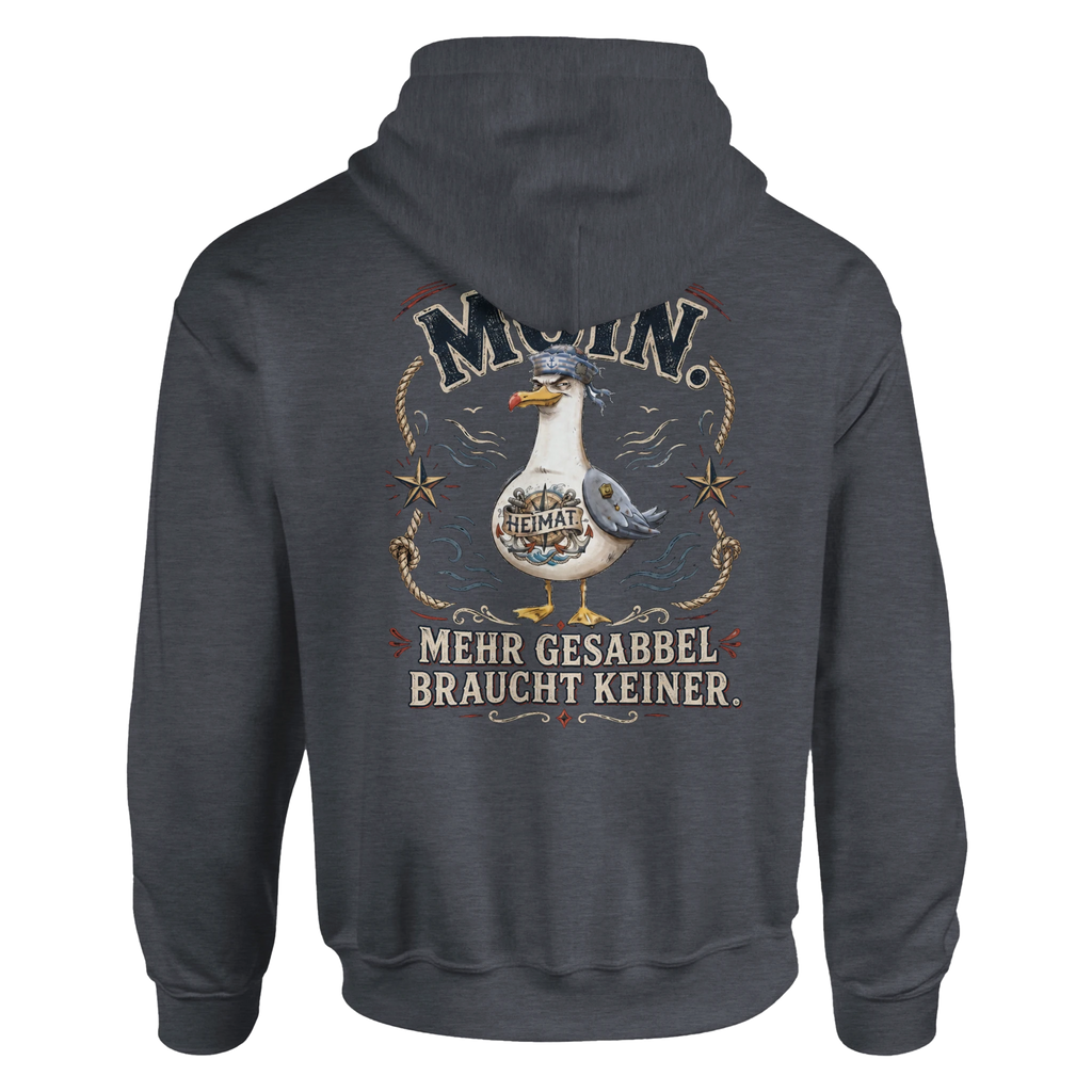 Hoodie in Weiß mit Motiv „Mehr Gesabbel braucht keiner“