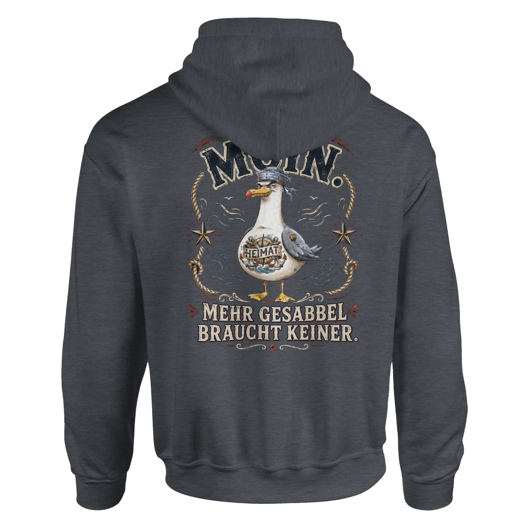 Hoodie in Weiß mit Motiv „Mehr Gesabbel braucht keiner“