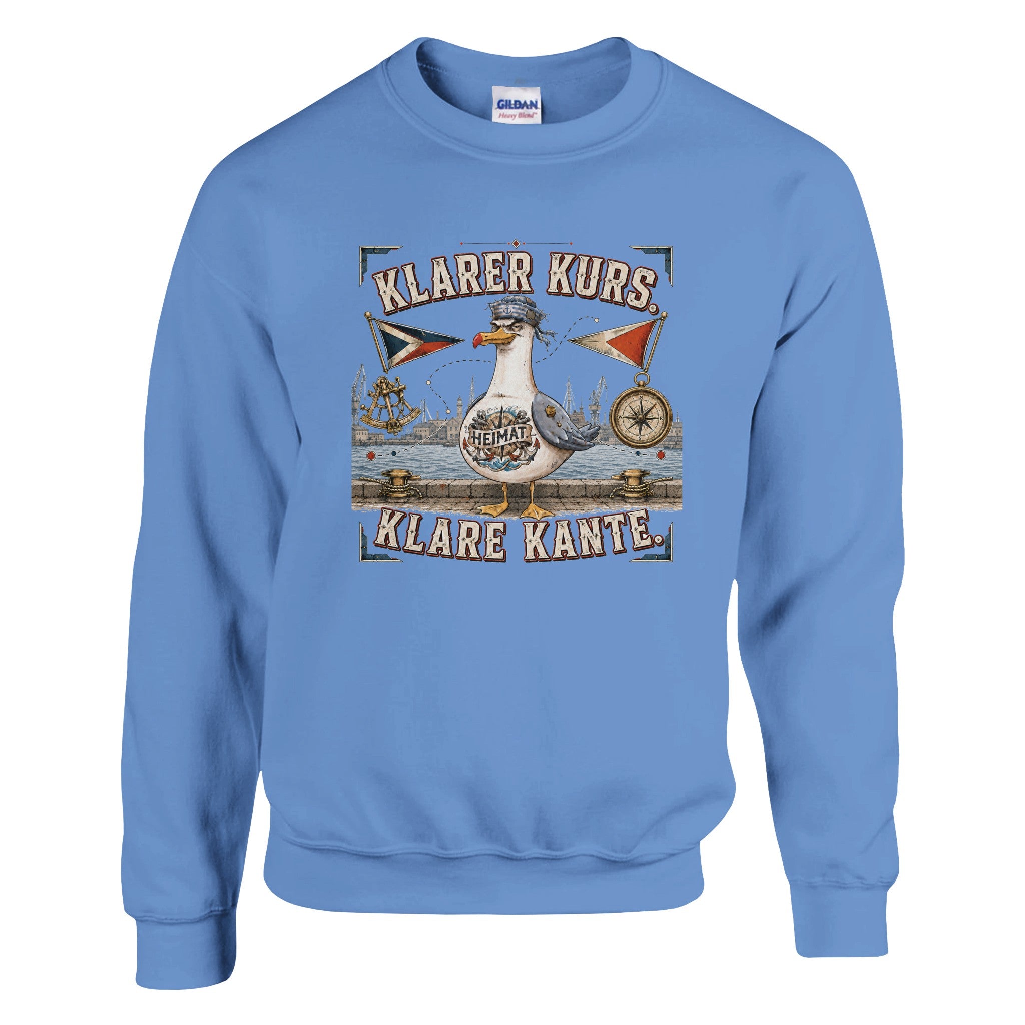 Pullover in Weiß mit Motiv „Klarer Kurs. Klare Kante. Möwe“