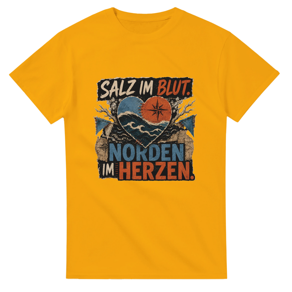 T-Shirt in Weiß mit Motiv „Salz im Blut Norden im Herzen“
