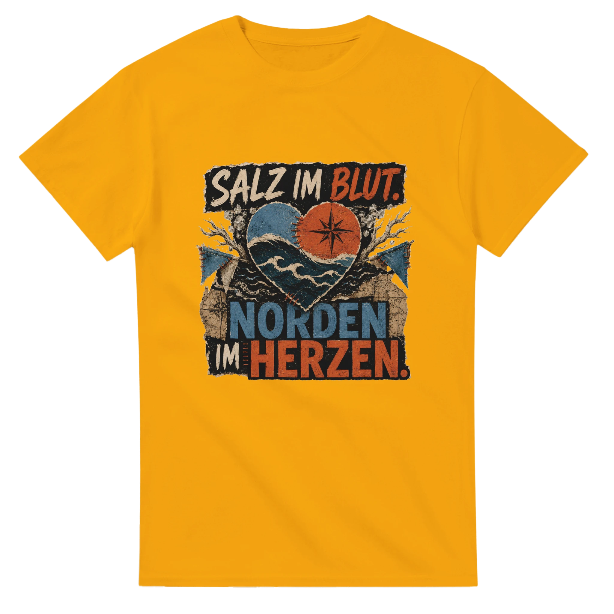 T-Shirt in Weiß mit Motiv „Salz im Blut Norden im Herzen“