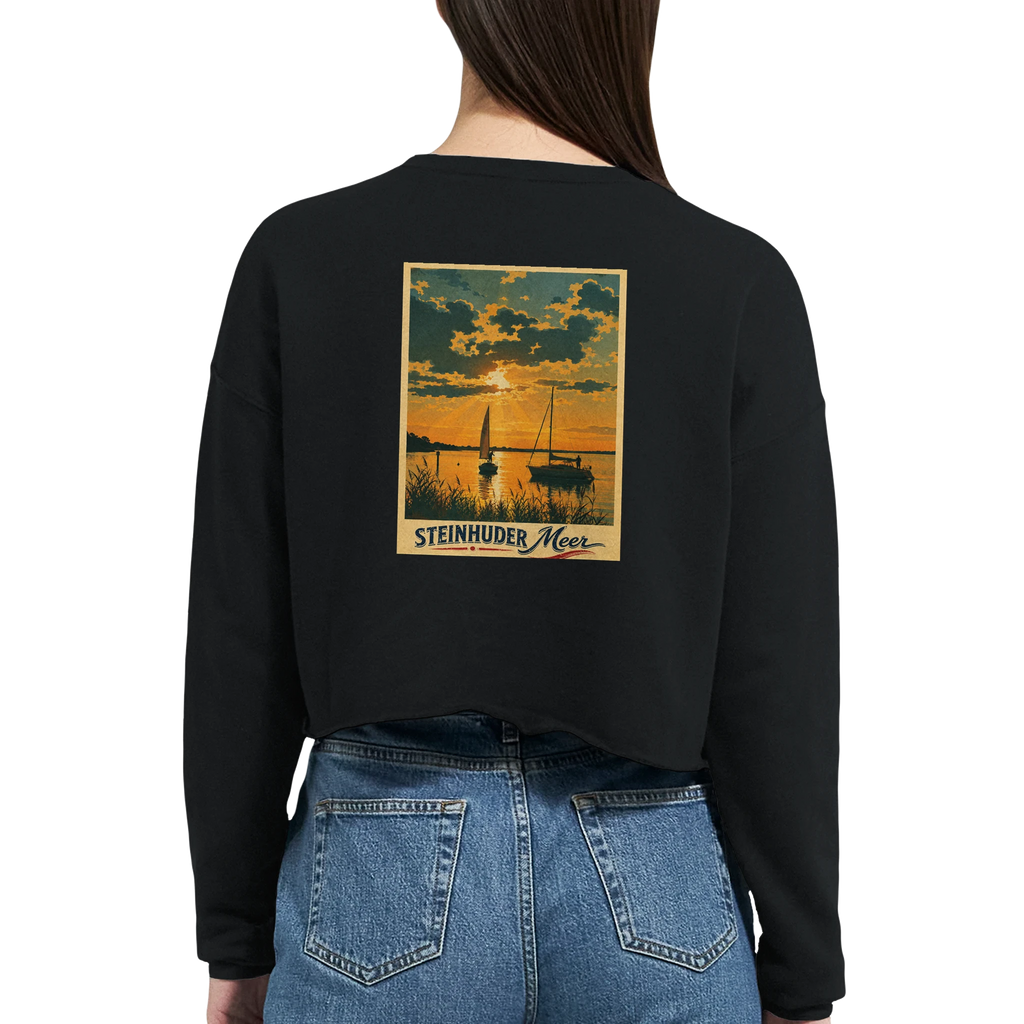 Damen-Pullover in Mauve mit Motiv „Segler am Steinhuder Meer beim Sunset“