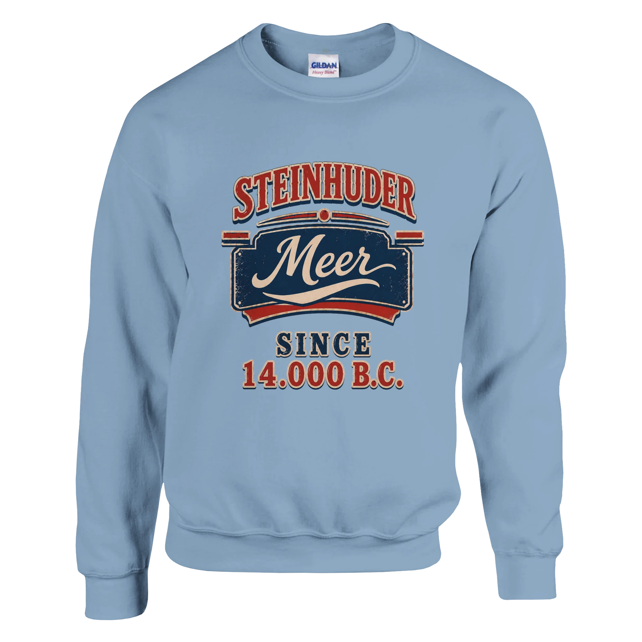 Pullover in Aschgrau mit Motiv „Since 14.000 B.C.“