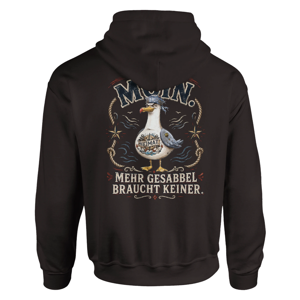 Hoodie in Weiß mit Motiv „Mehr Gesabbel braucht keiner“