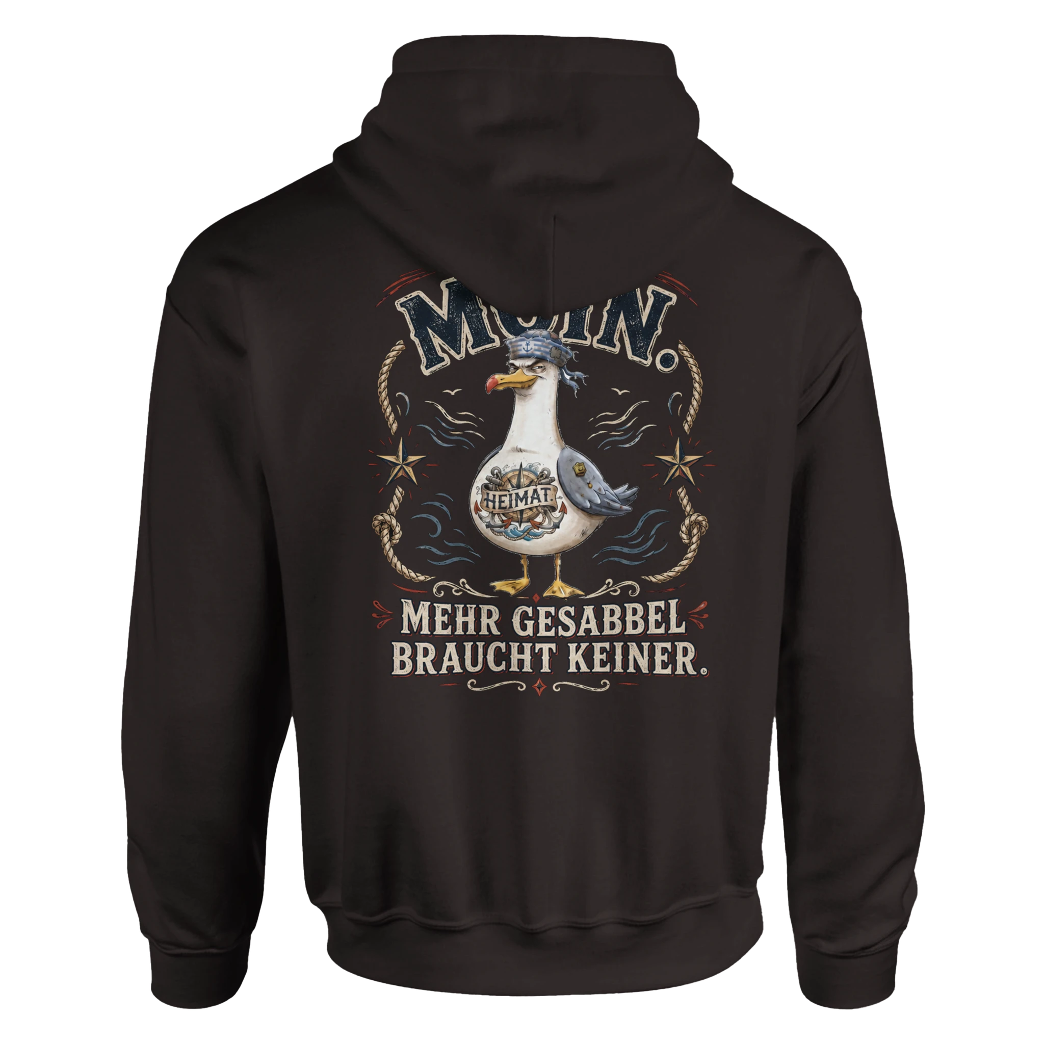 Hoodie in Weiß mit Motiv „Mehr Gesabbel braucht keiner“