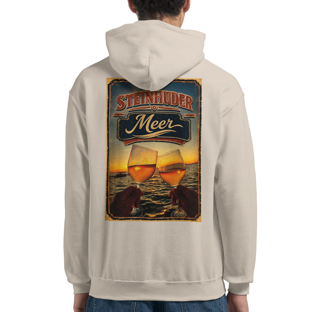 Hoodie in Aschgrau mit Motiv „Stößchen bei Sunset“