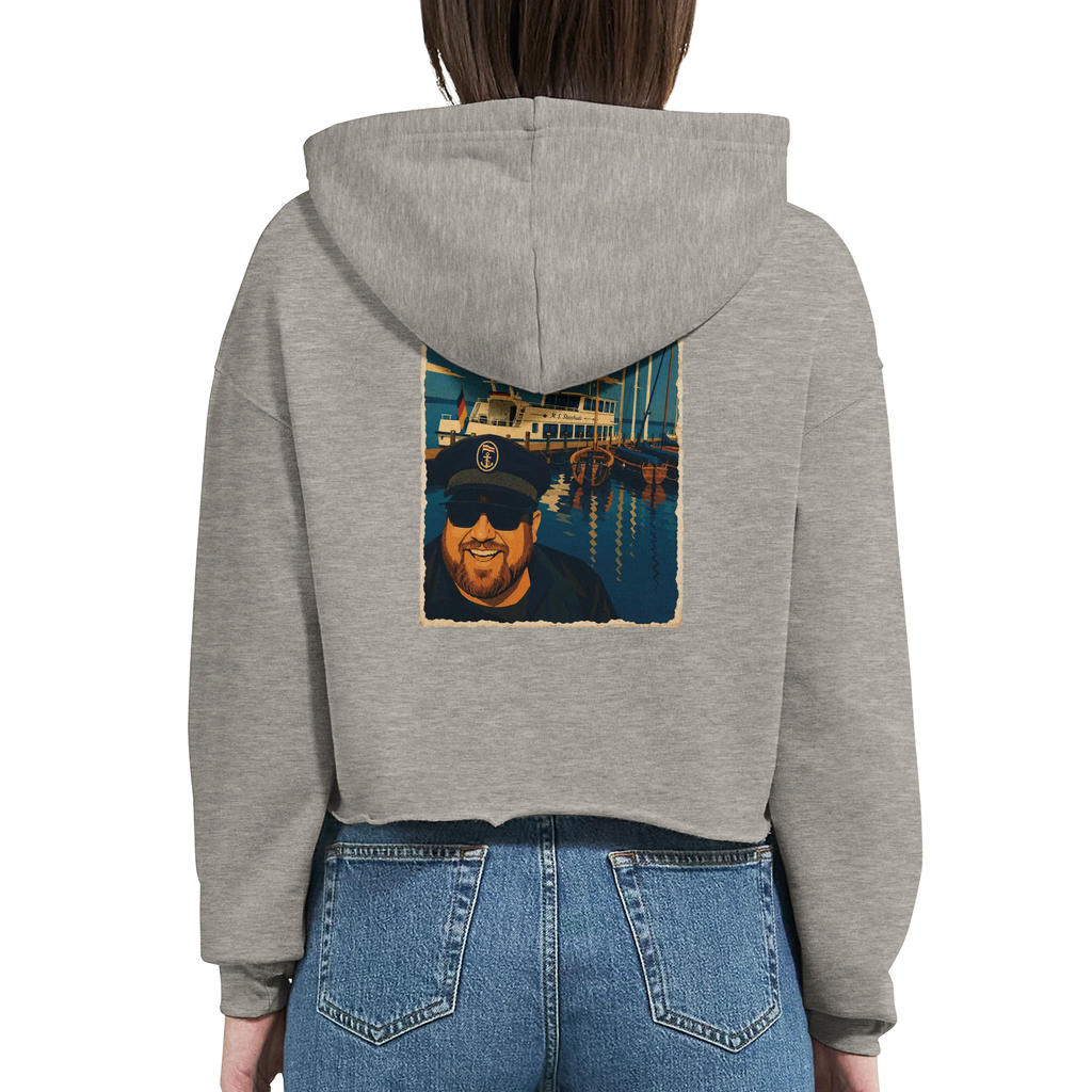 Damen-Hoodie in Pfirsich mit Motiv „Kapitän an Bord“