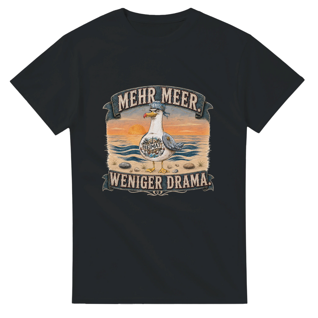 T-Shirt in Natur mit Motiv „Mehr Meer. Weniger Drama.“