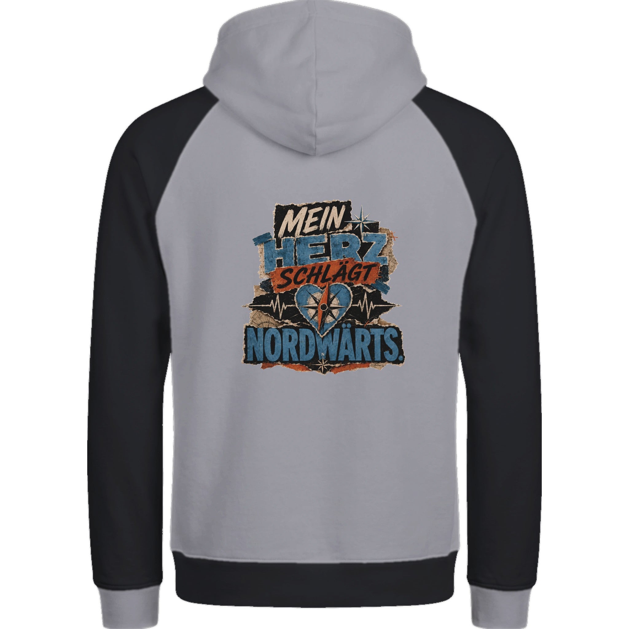Hoodie in Ton mit Motiv „Mein Herz schlägt NORDWÄRTS.“