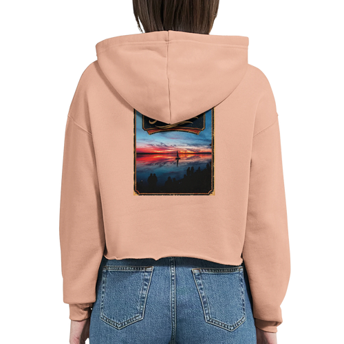 Damen-Hoodie in Weiß mit Motiv „Sunset mit Segler am Wilhelmstein – Steinhuder Meer“