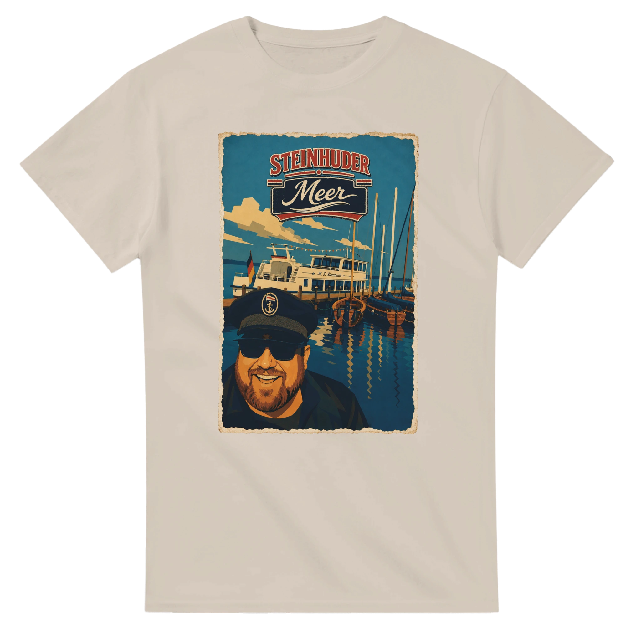 T-Shirt in Weiß mit Motiv „Kapitän an Bord“