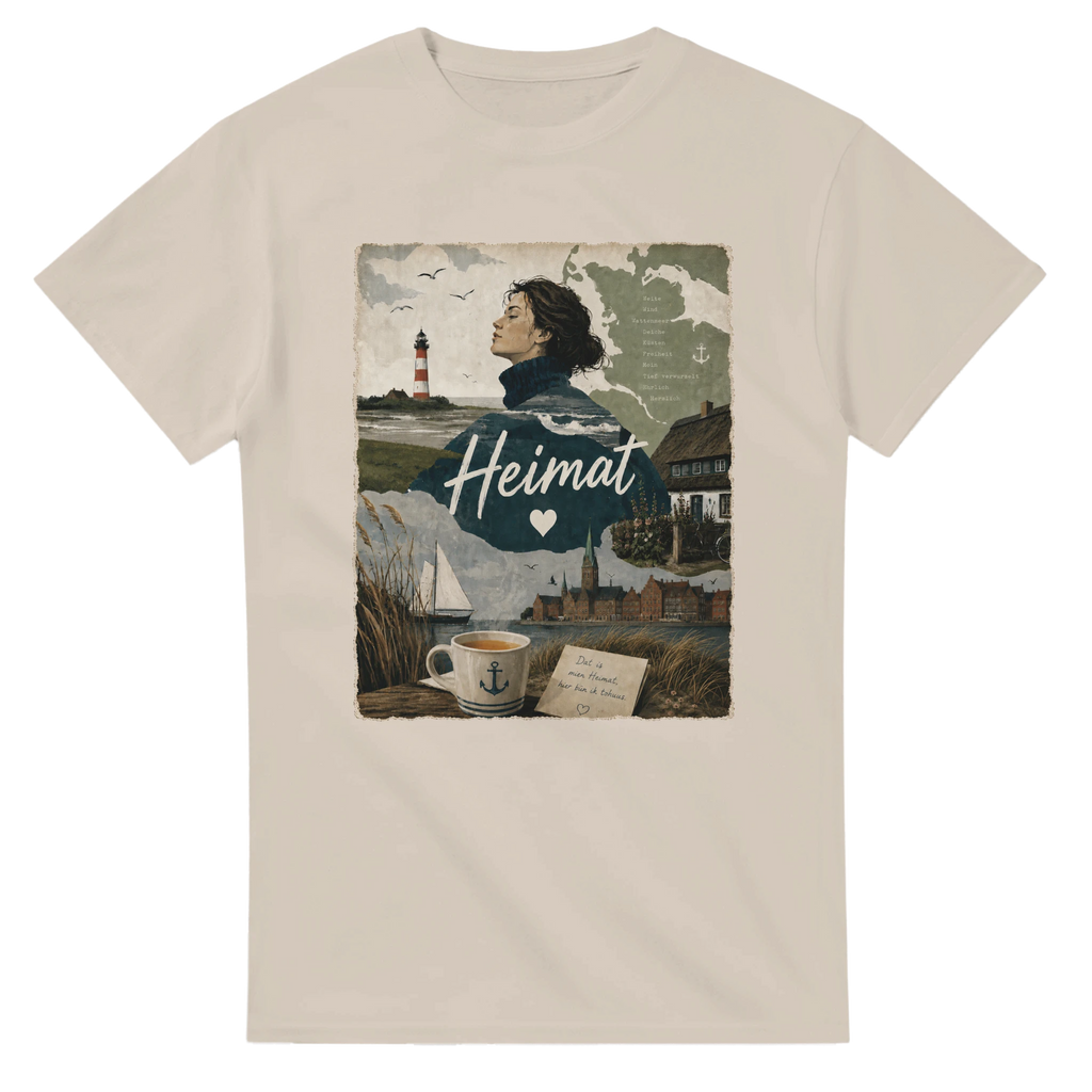 T-Shirt in Weiß mit Motiv „Heimat mit Herz“