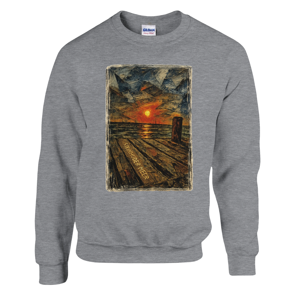 Pullover in Aschgrau mit Motiv „Steinhuder Meer Kunst“