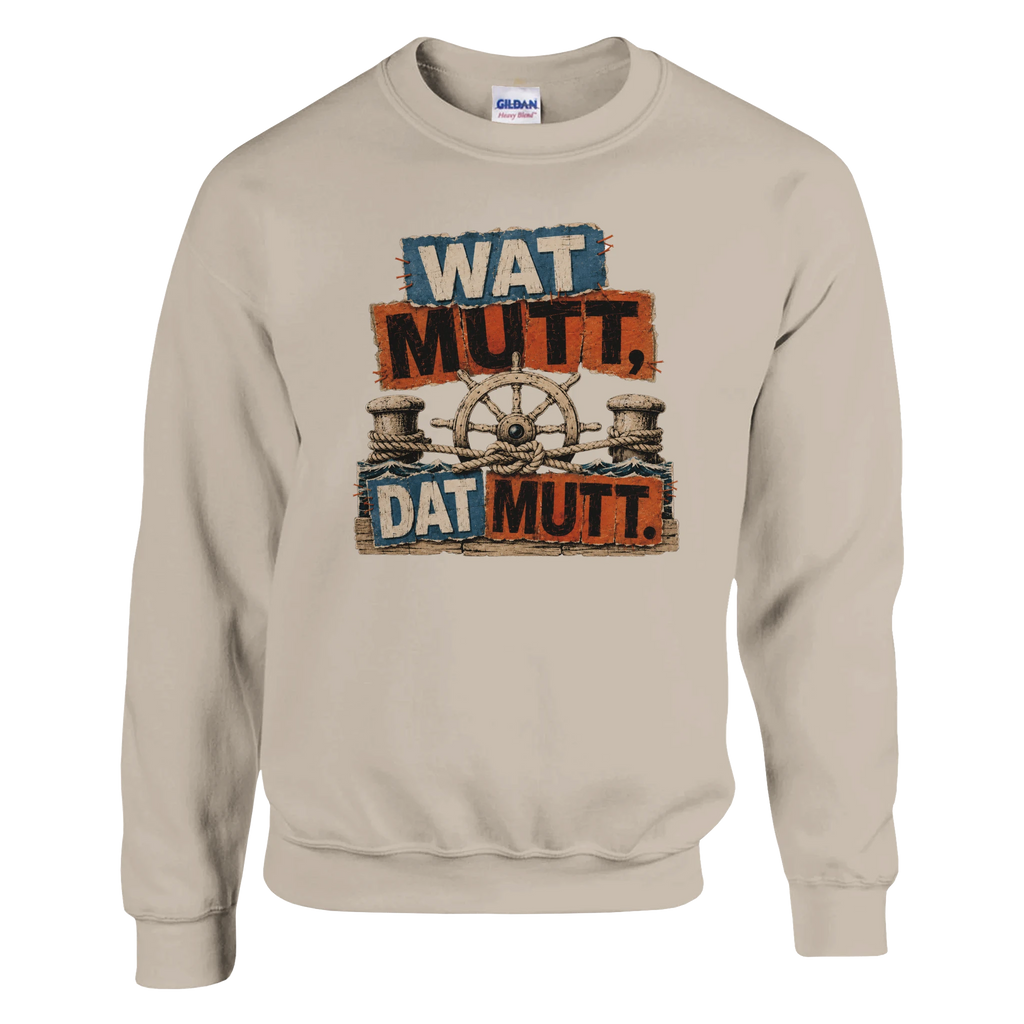 Pullover in Weiß mit Motiv „Wat Mutt, Dat Mutt.“
