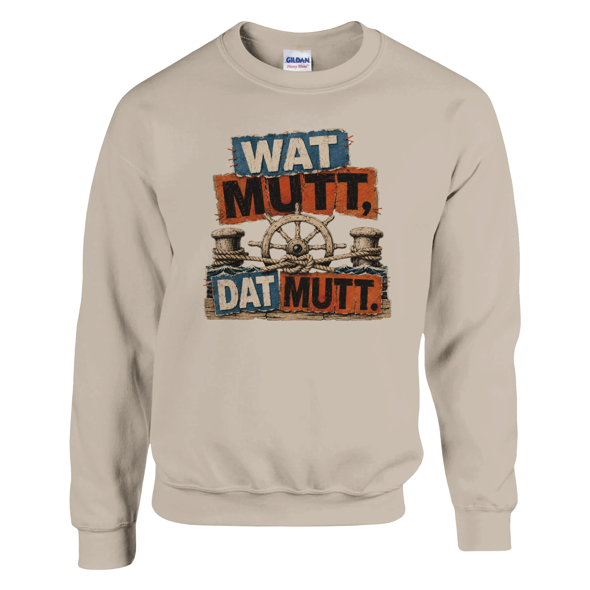 Pullover in Weiß mit Motiv „Wat Mutt, Dat Mutt.“