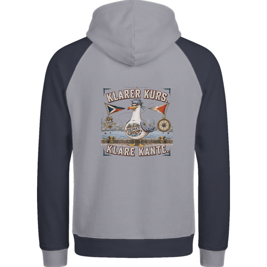 Hoodie in Ton mit Motiv „Klarer Kurs. Klare Kante. Möwe“