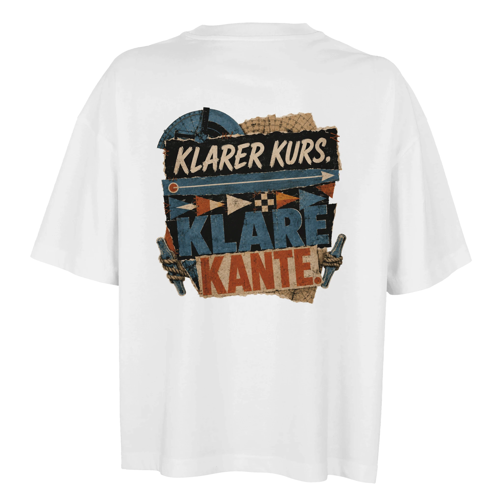 Damen-T-Shirt in Weiß mit Motiv „Klarer Kurs. Klare Kante.“