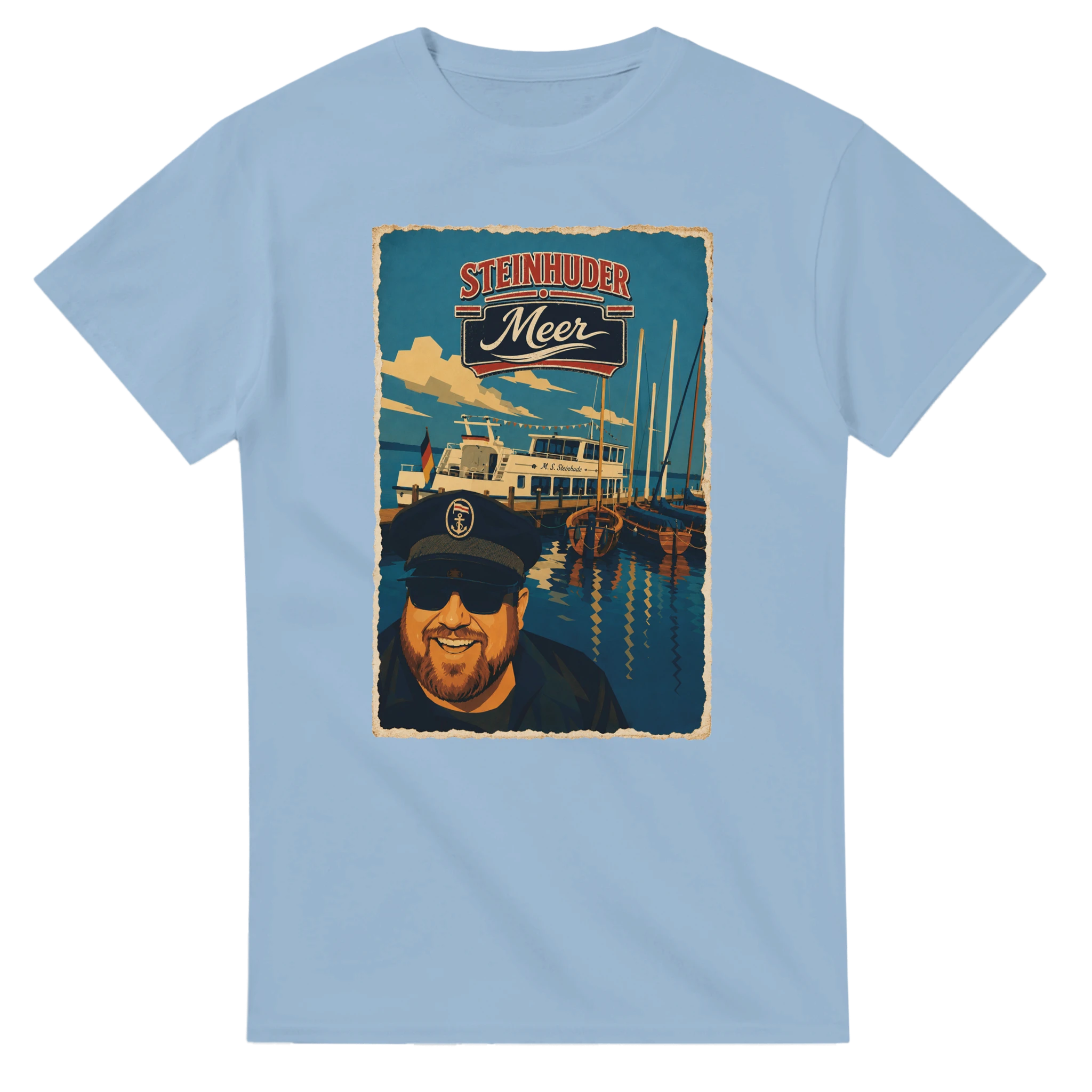 T-Shirt in Weiß mit Motiv „Kapitän an Bord“