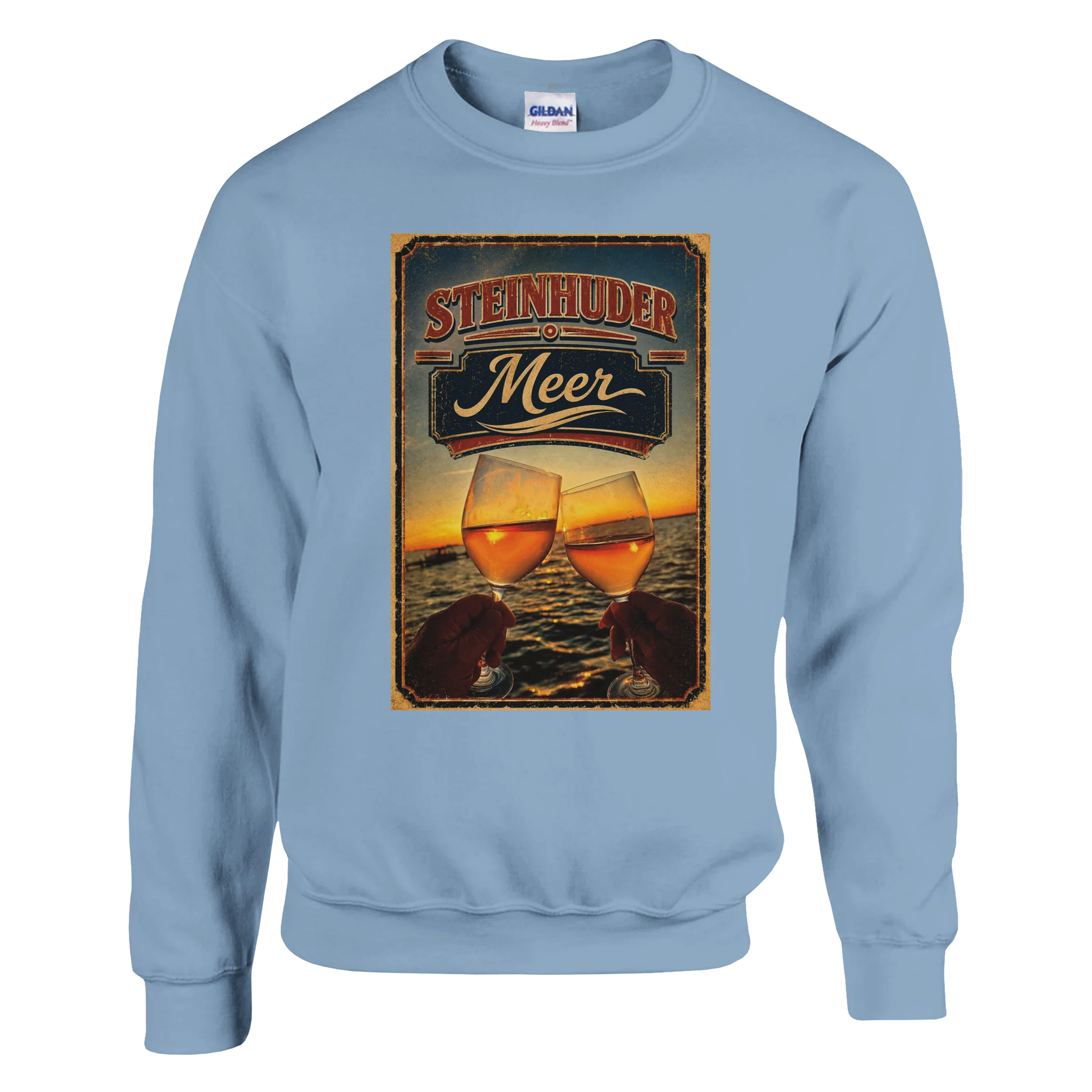 Pullover in Weiß mit Motiv „Stößchen bei Sunset“