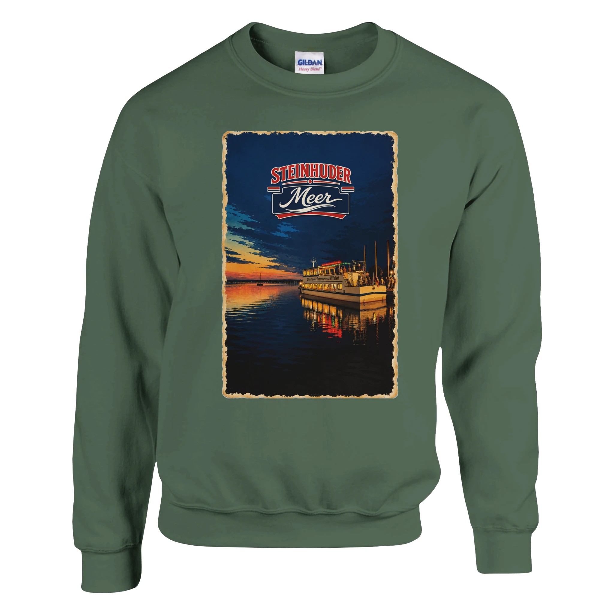 Pullover in Weiß mit Motiv „MS Steinhude Abendstimmung“