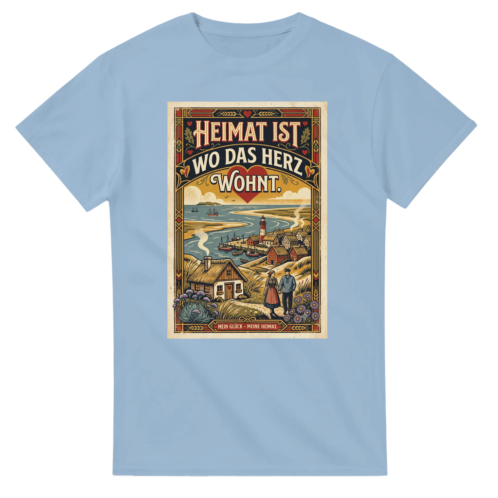 T-Shirt in Weiß mit Motiv „Heimat ist, wo das Herz wohnt“