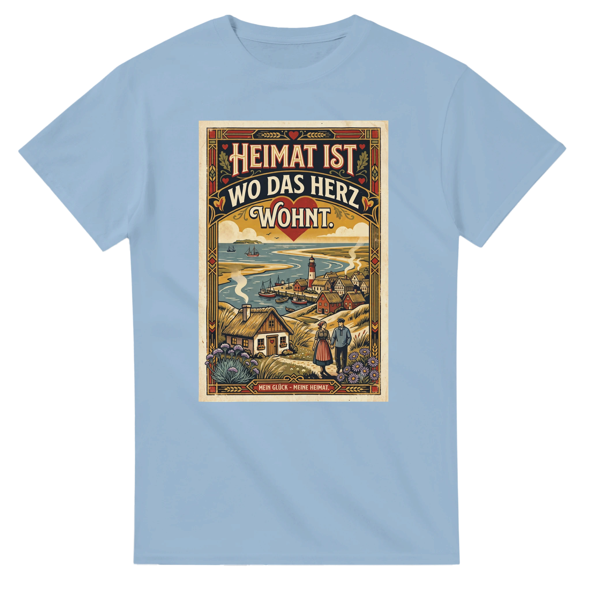 T-Shirt in Weiß mit Motiv „Heimat ist, wo das Herz wohnt“
