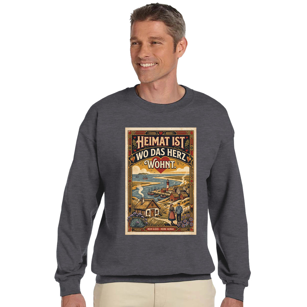 Pullover in Hellrosa mit Motiv „Heimat ist, wo das Herz wohnt“