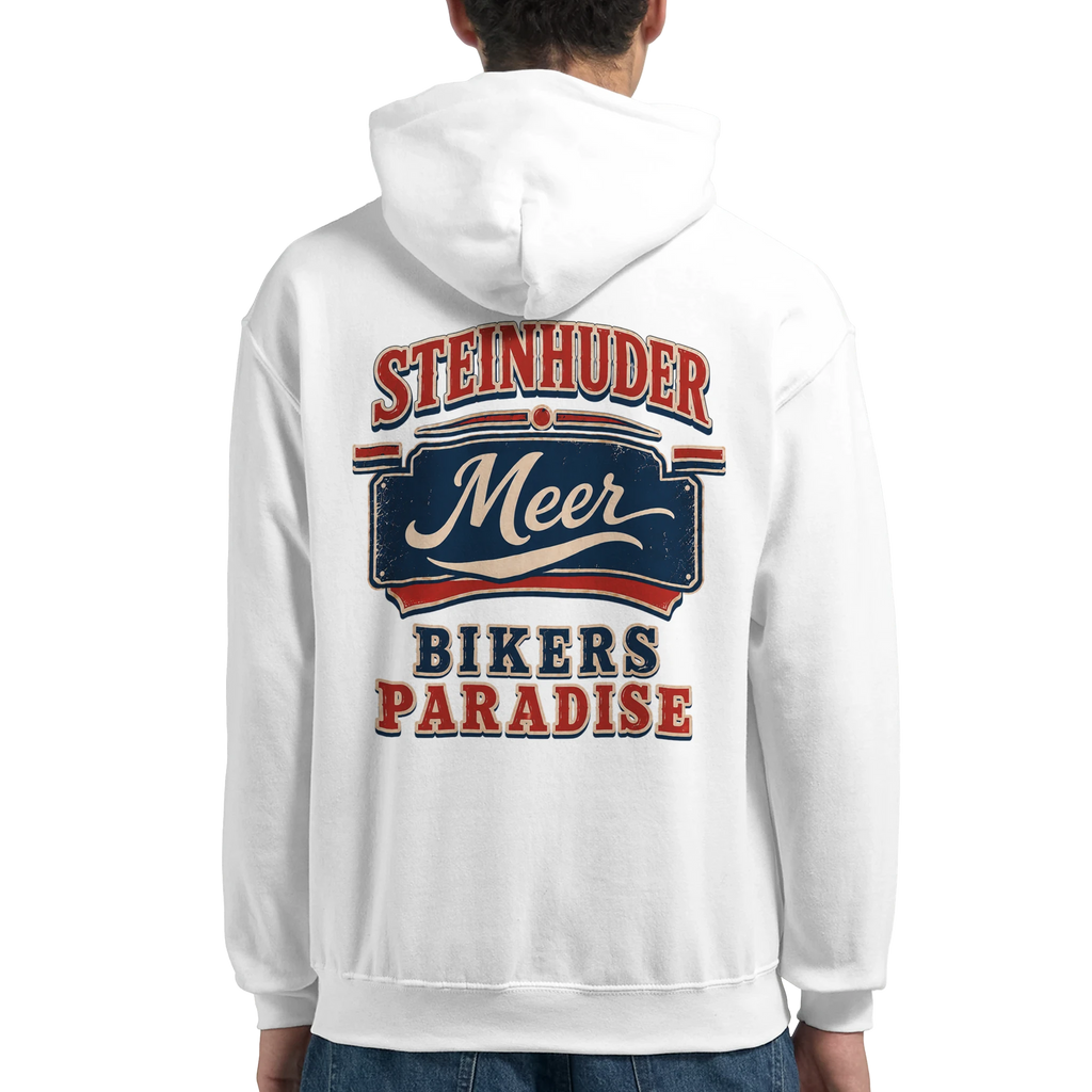 Hoodie in Weiß mit Motiv „Bikers Paradise“