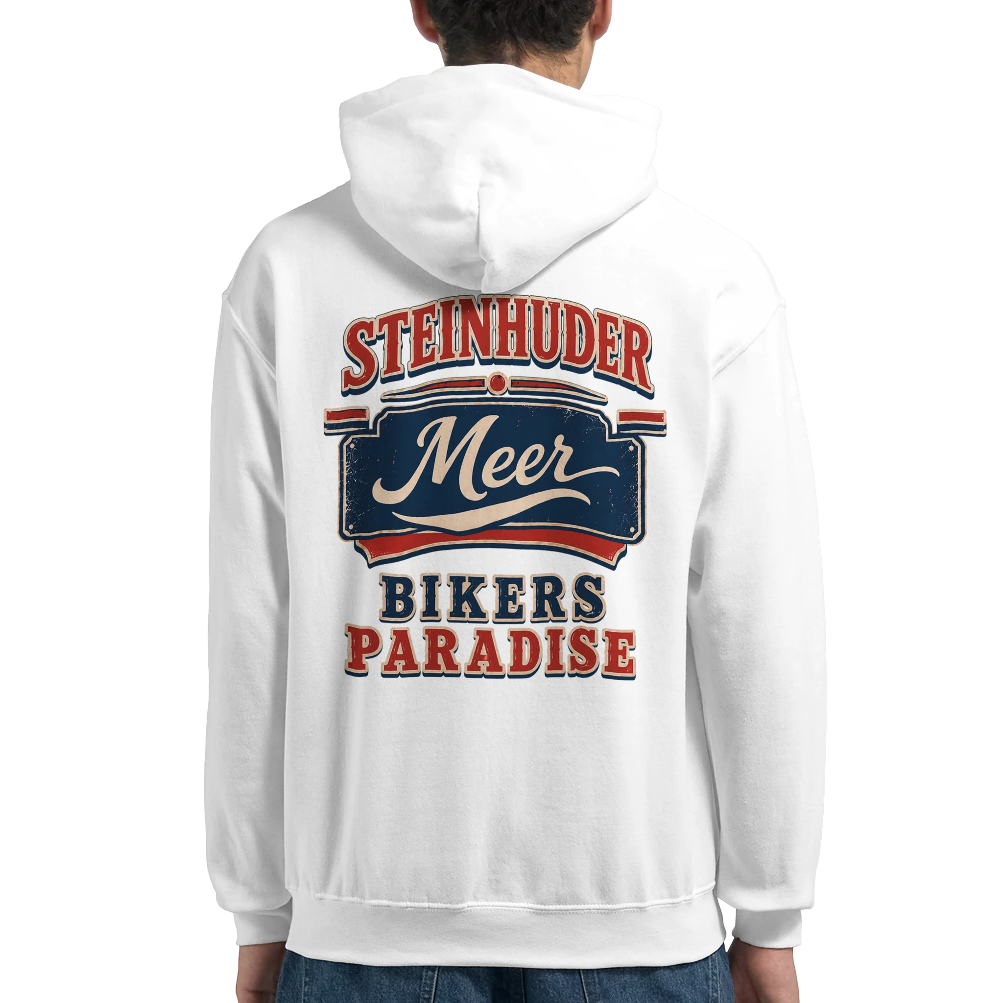 Hoodie in Weiß mit Motiv „Bikers Paradise“